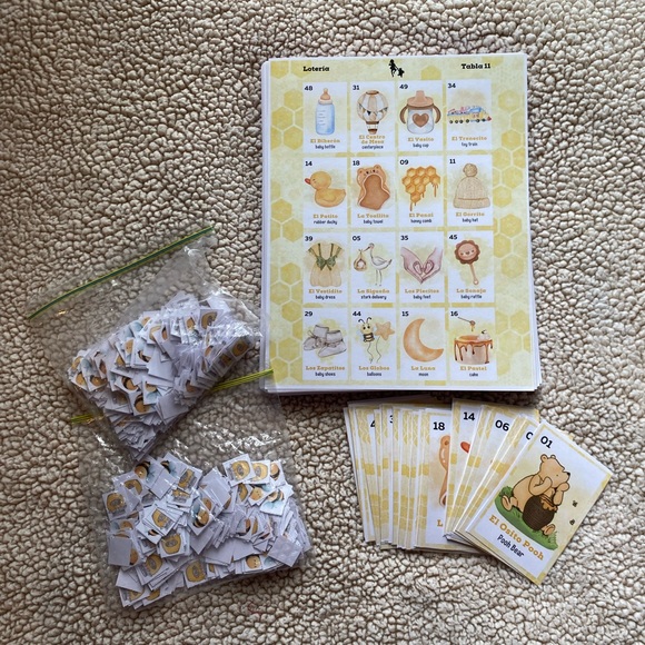 Winnie the Pooh: 85 Bilingual Large Lotería/Bingo Card & 54 Calling Card - Picture 5 of 9